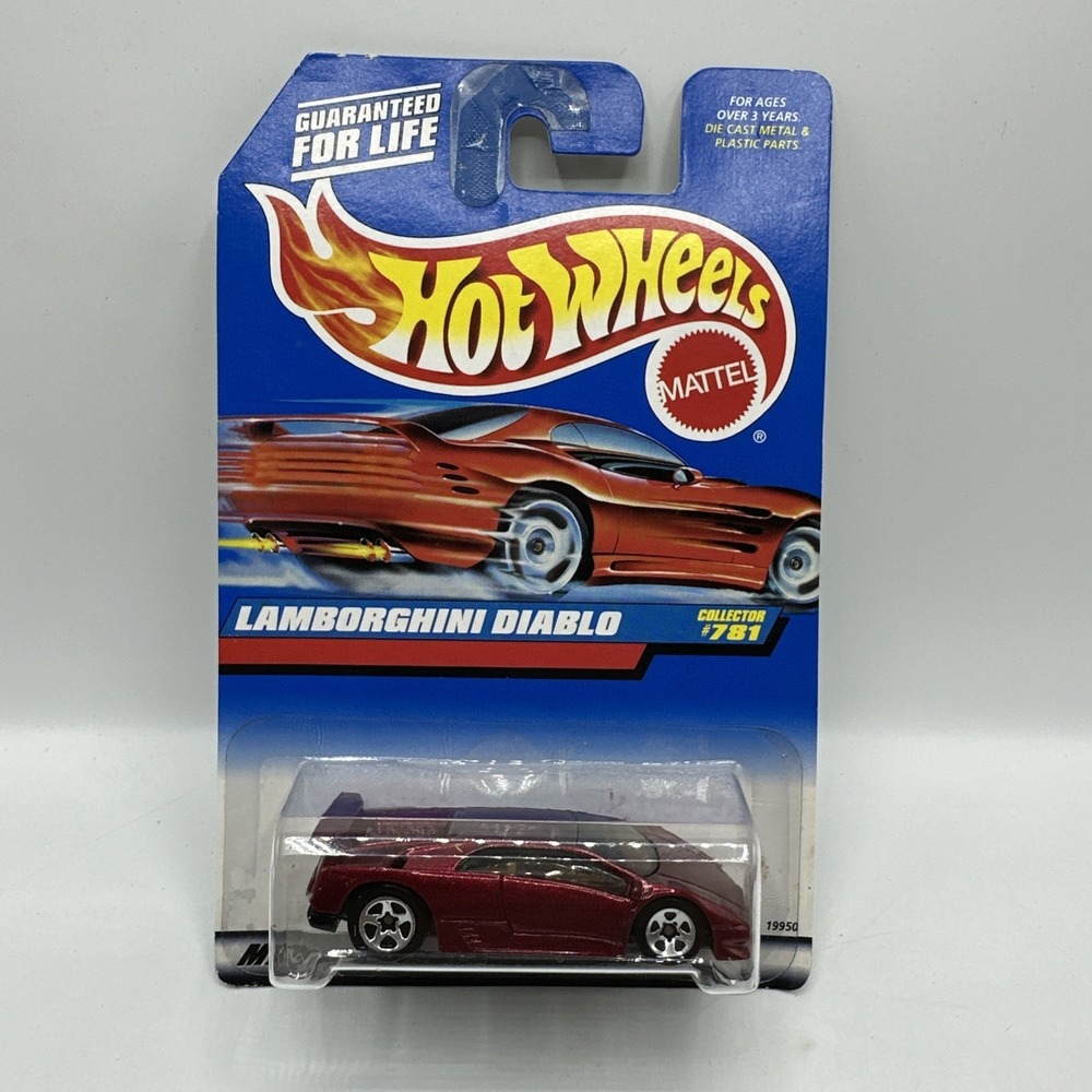 Hot Wheels 1998 Burgundy Red Lamborghini Diablo 5 Spoke Wheels #781 - Picture 1 of 12